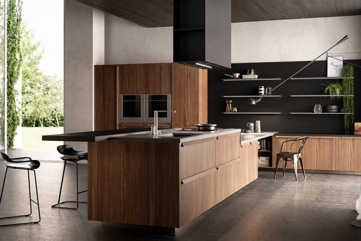 Open kitchen island with smooth workflow and family seating