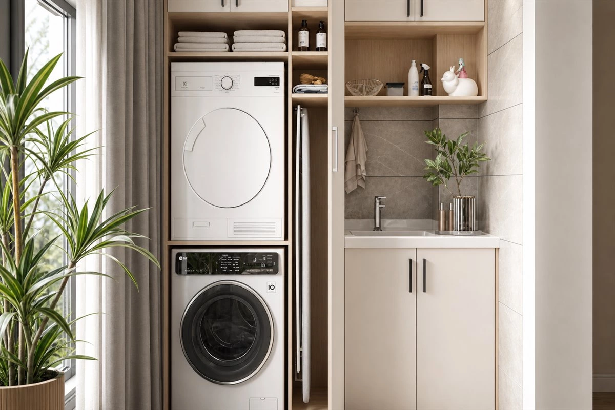 Balcony wall cabinet design for space-saving household storage