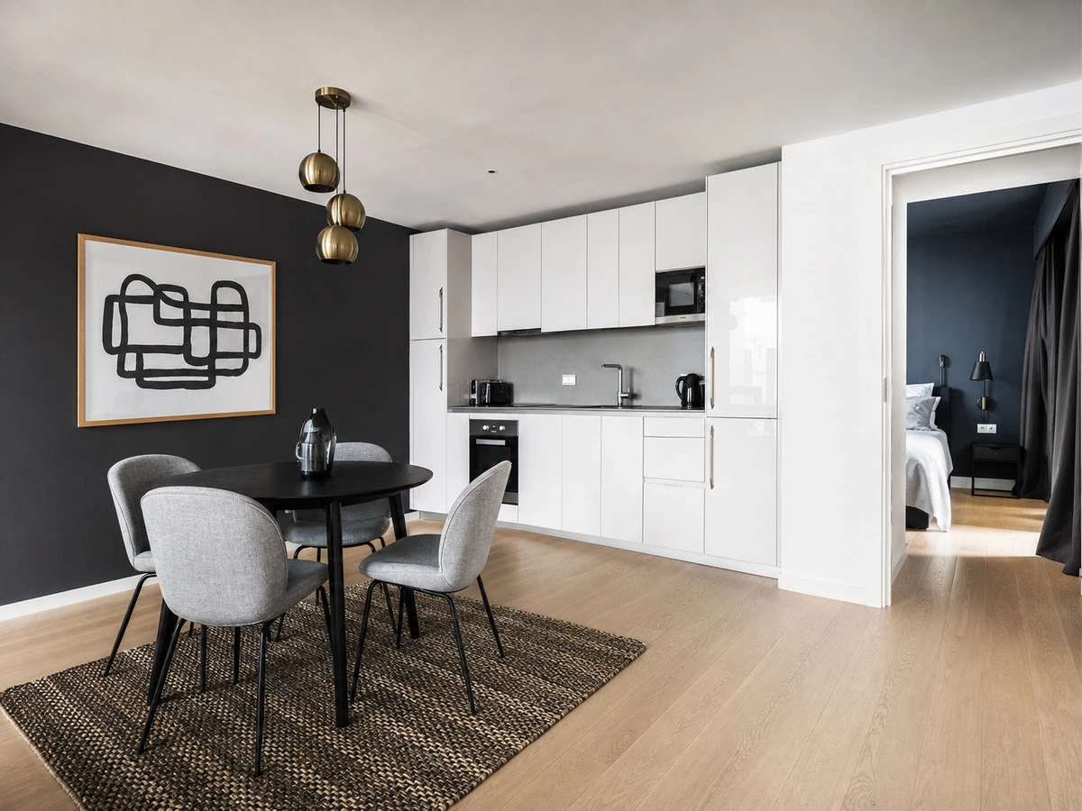 Black TV cabinet and coordinated living room storage detail