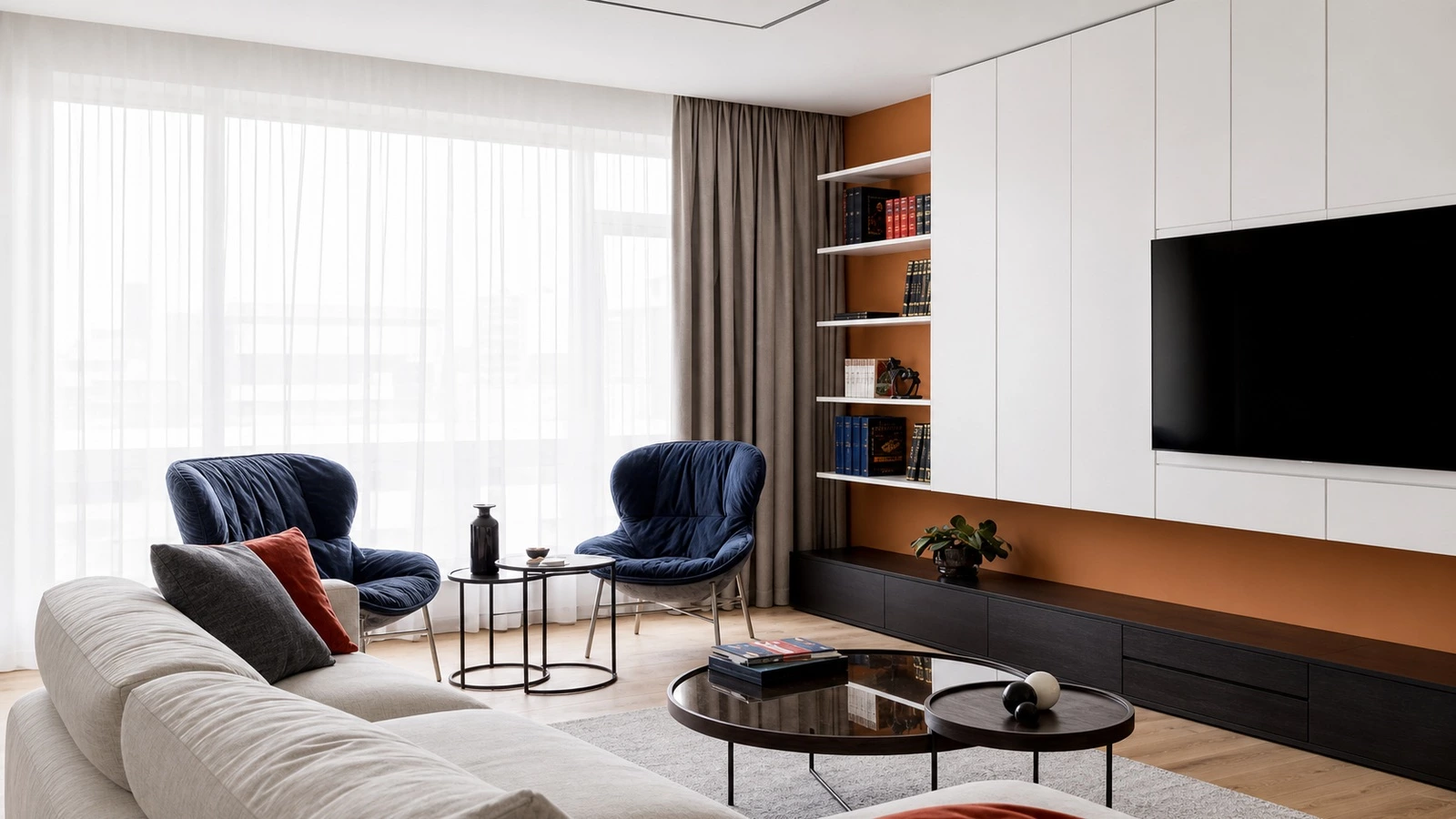 Completed colorful cabinetry concept for the New York full house project