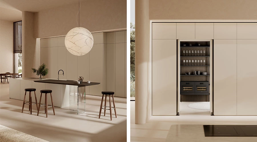 Cream Open Kitchen | Soft Curves and Natural Light