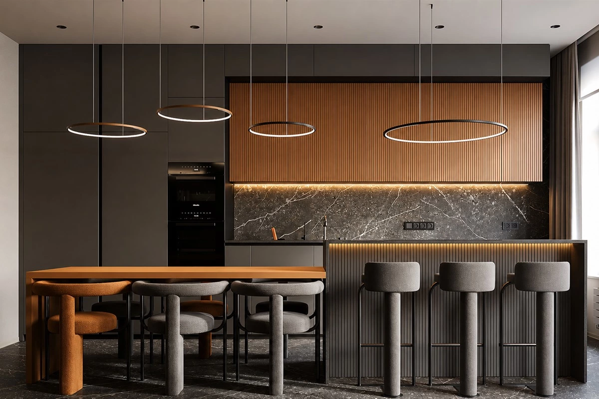 Custom kitchen island designed for personalized storage and workflow