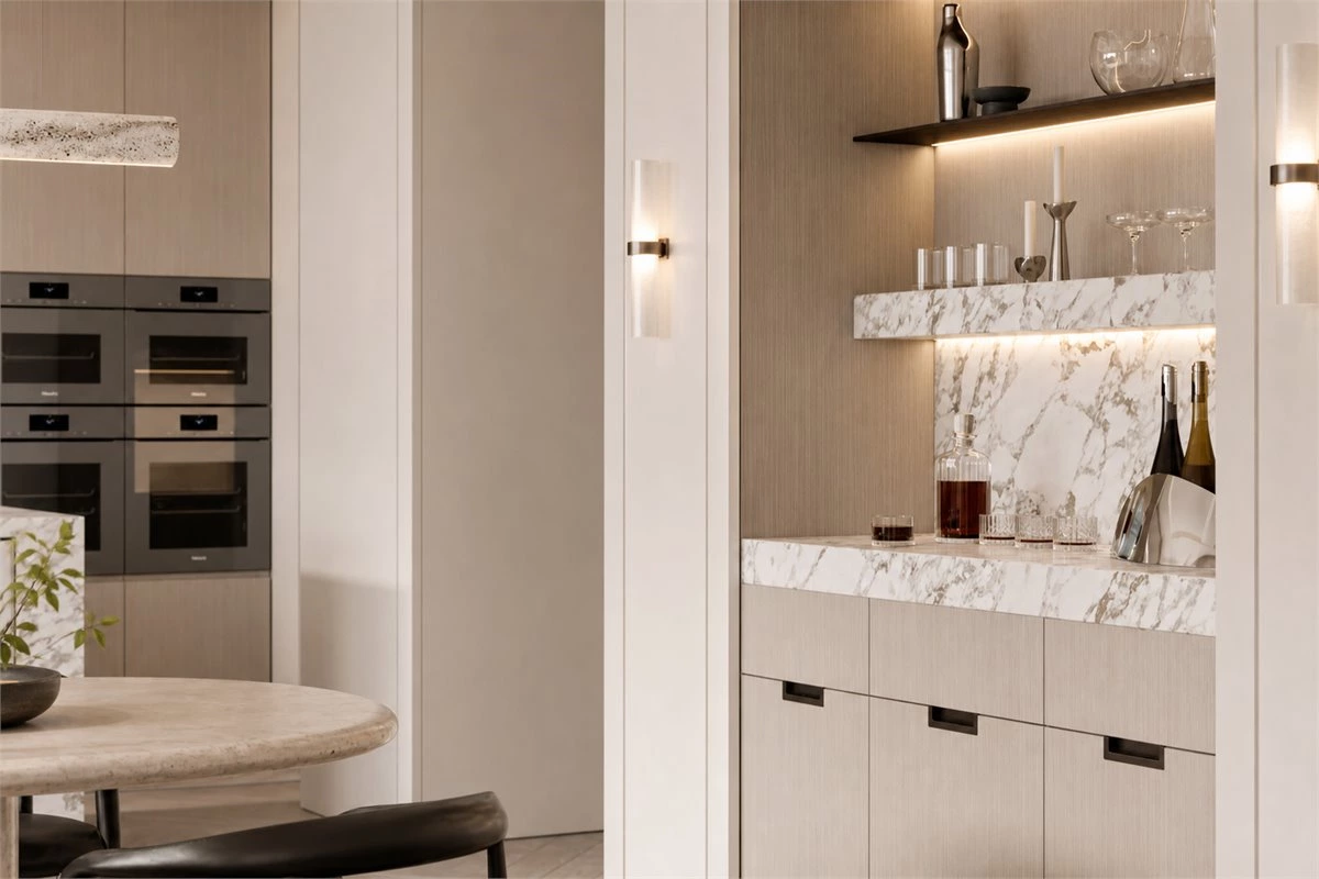Dining Room Wine Cabinet and Buffet Storage Dining room wine cabinet with buffet storage and illuminated glass display