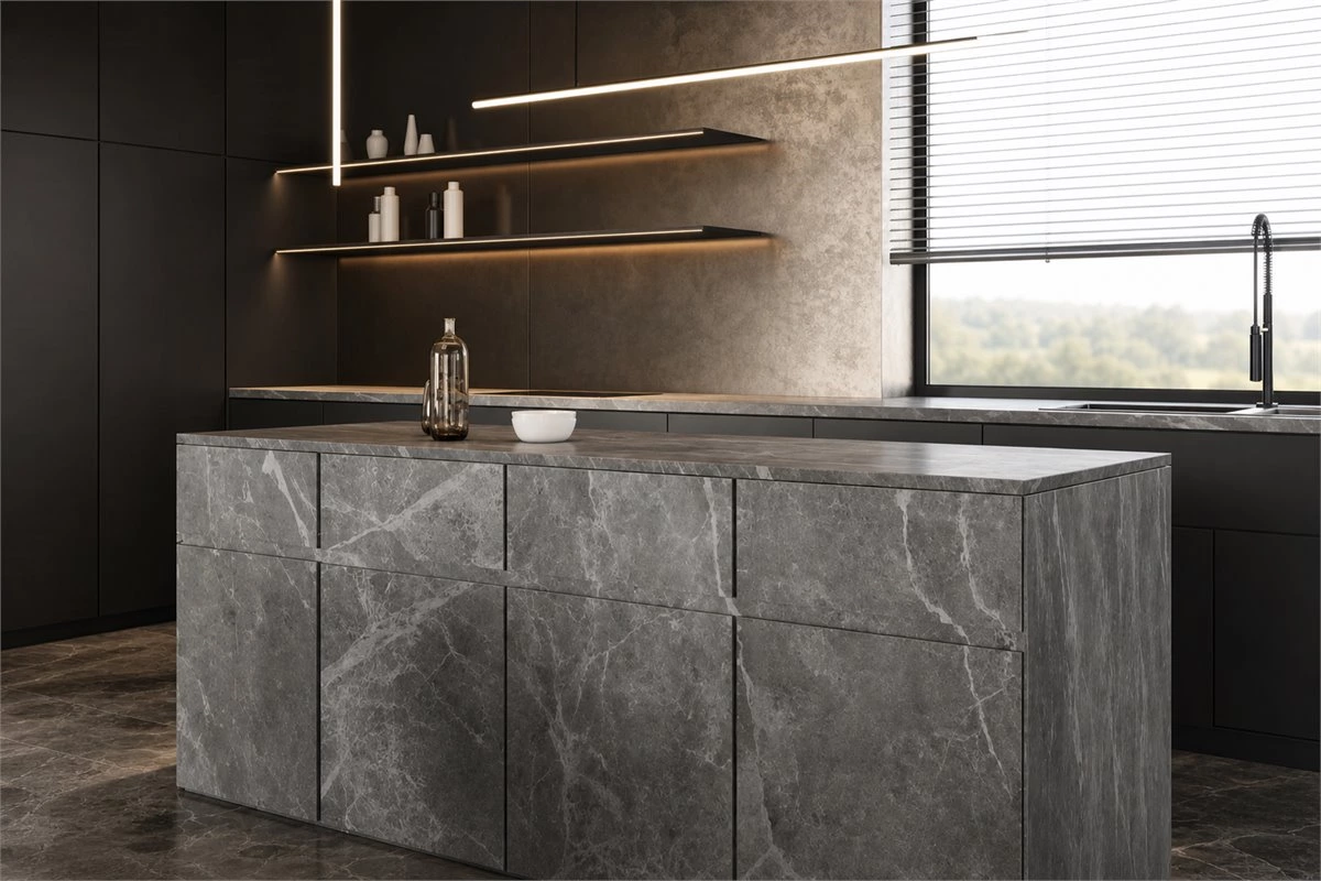 Freestanding Custom Kitchen Island Freestanding custom kitchen island in an open-plan kitchen