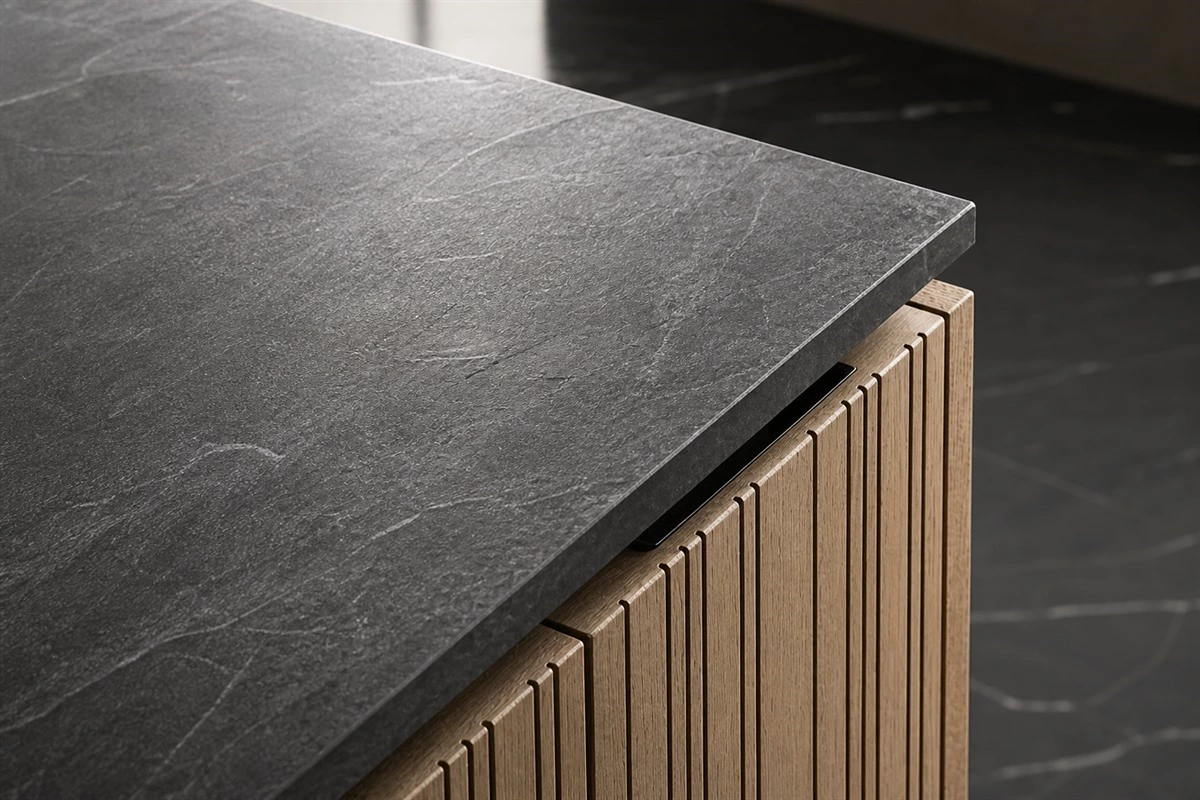 Grooved drawer front design in custom cabinetry