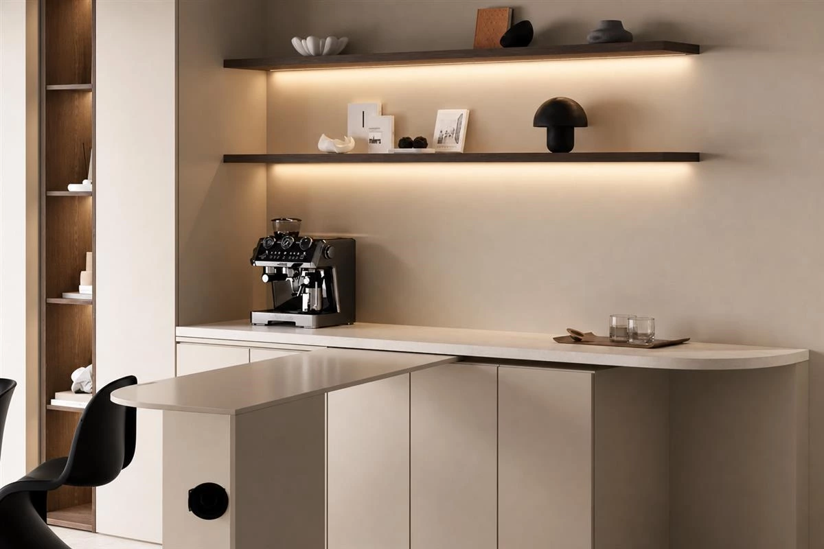 Kitchen island with drawers and hidden storage for open-plan living