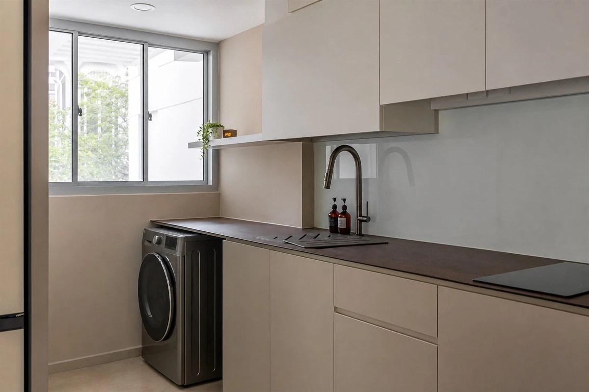 Organized countertop storage with coordinated kitchen accessories