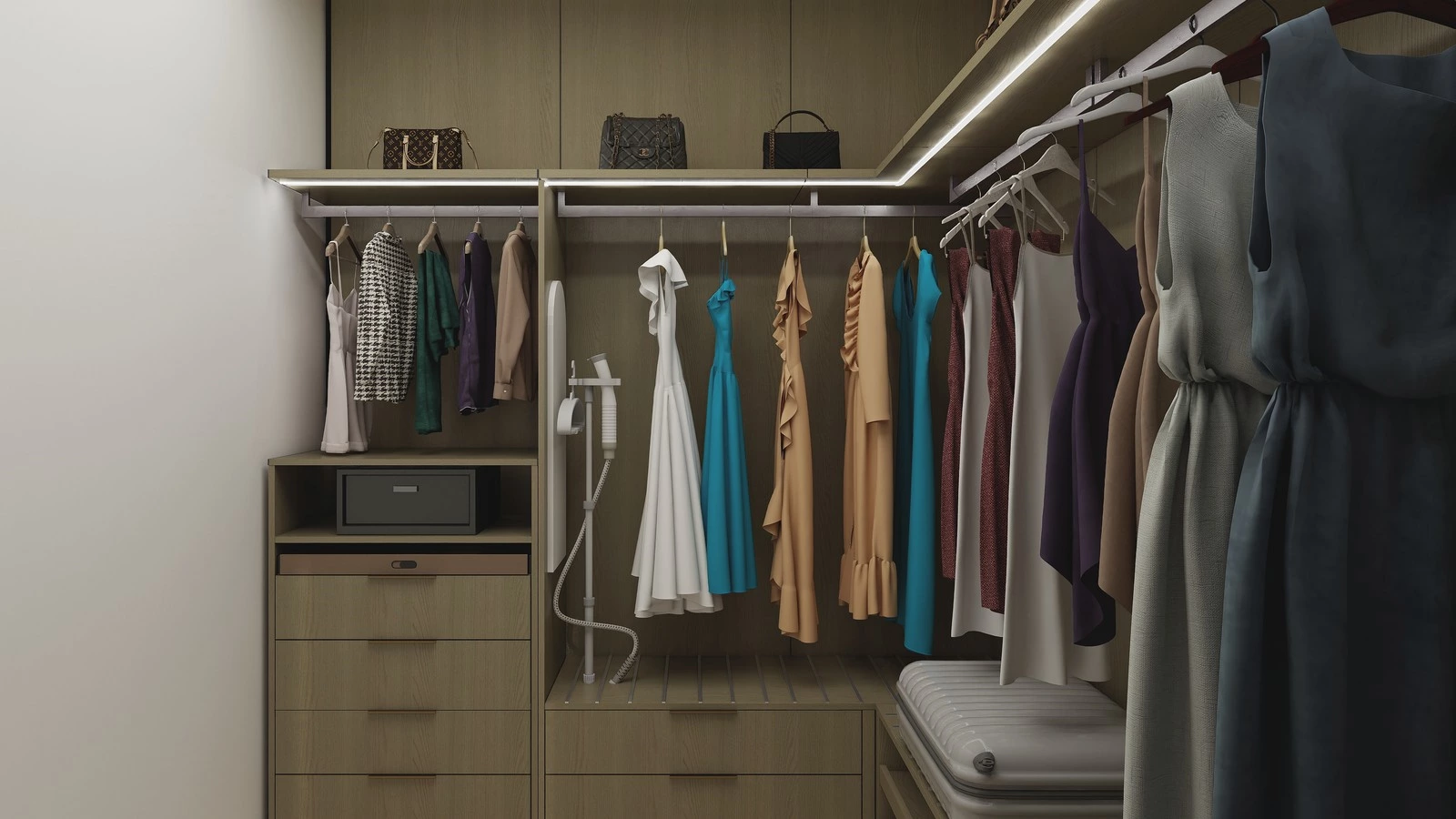 Walk-in closet drawer detail and integrated safe position