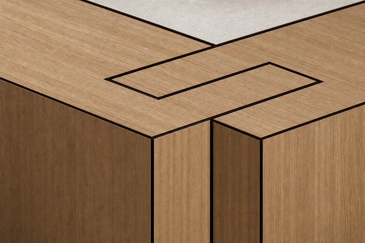 45-degree slant Haitang corner profile on a cabinet panel
