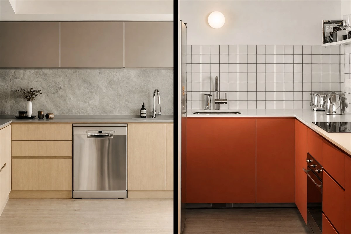 Flush integrated appliances aligned with luxury kitchen cabinetry