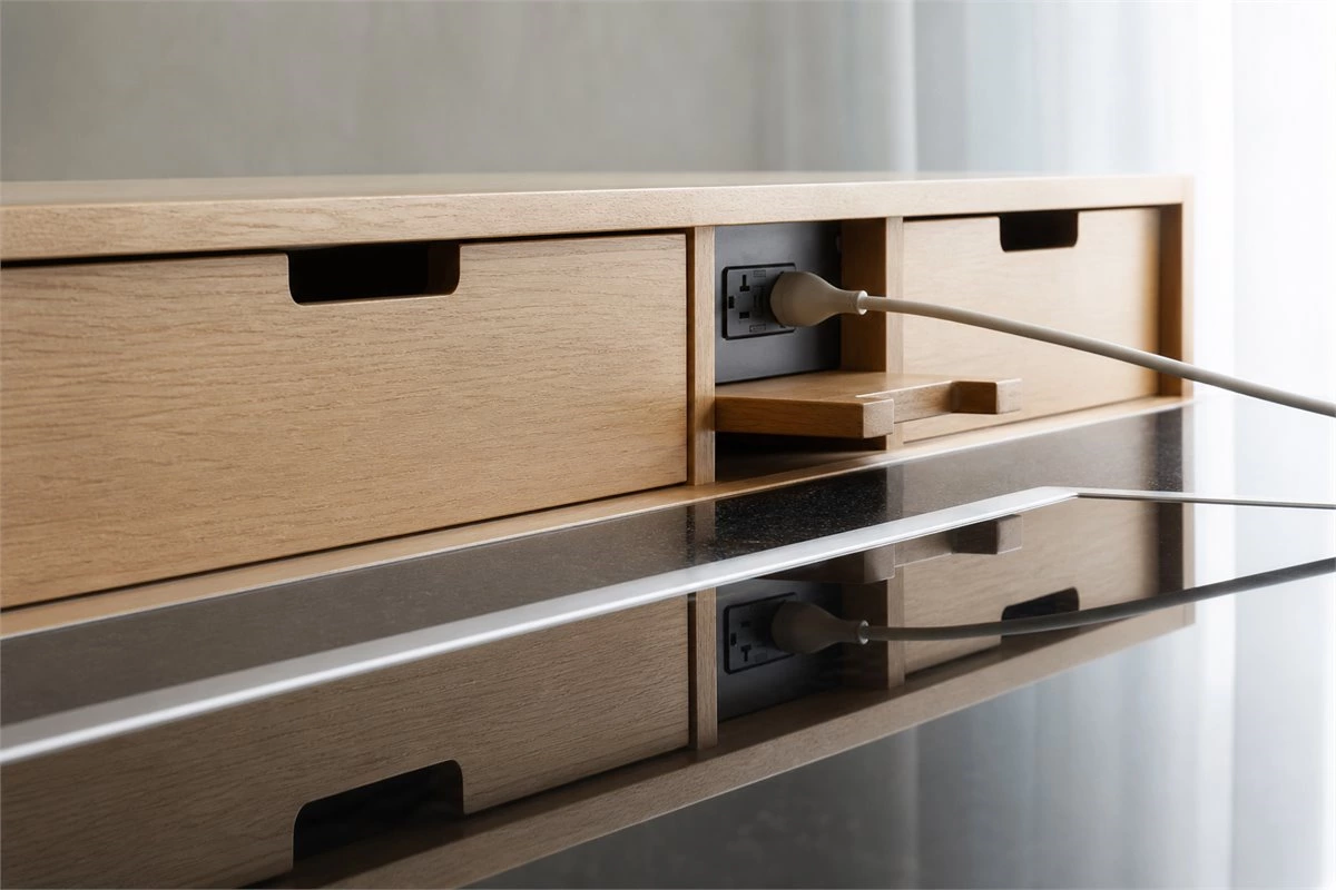 Kitchen power outlet planning for appliances and countertop work zones