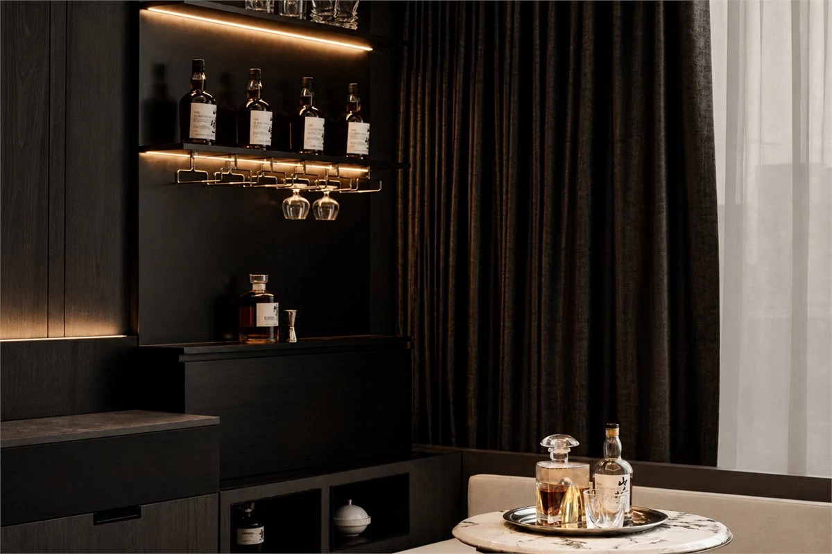 Bedroom Mini Bar Wine Cabinet Bedroom mini bar wine cabinet with compact storage and display