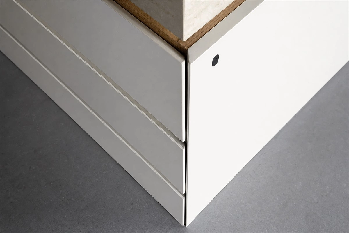 Haitang corner wall panel transition in a custom interior
