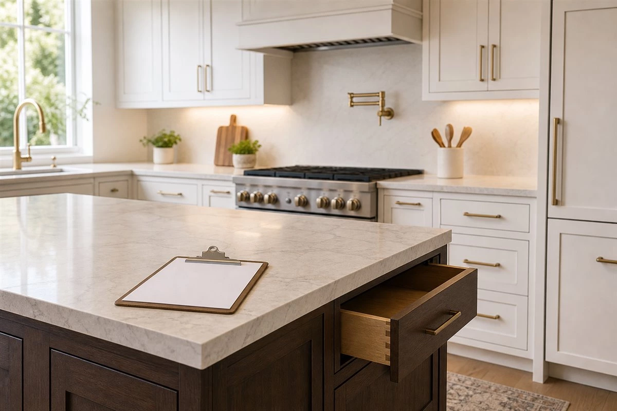 Kitchen cabinet inspection checklist with doors drawers and finish maintenance