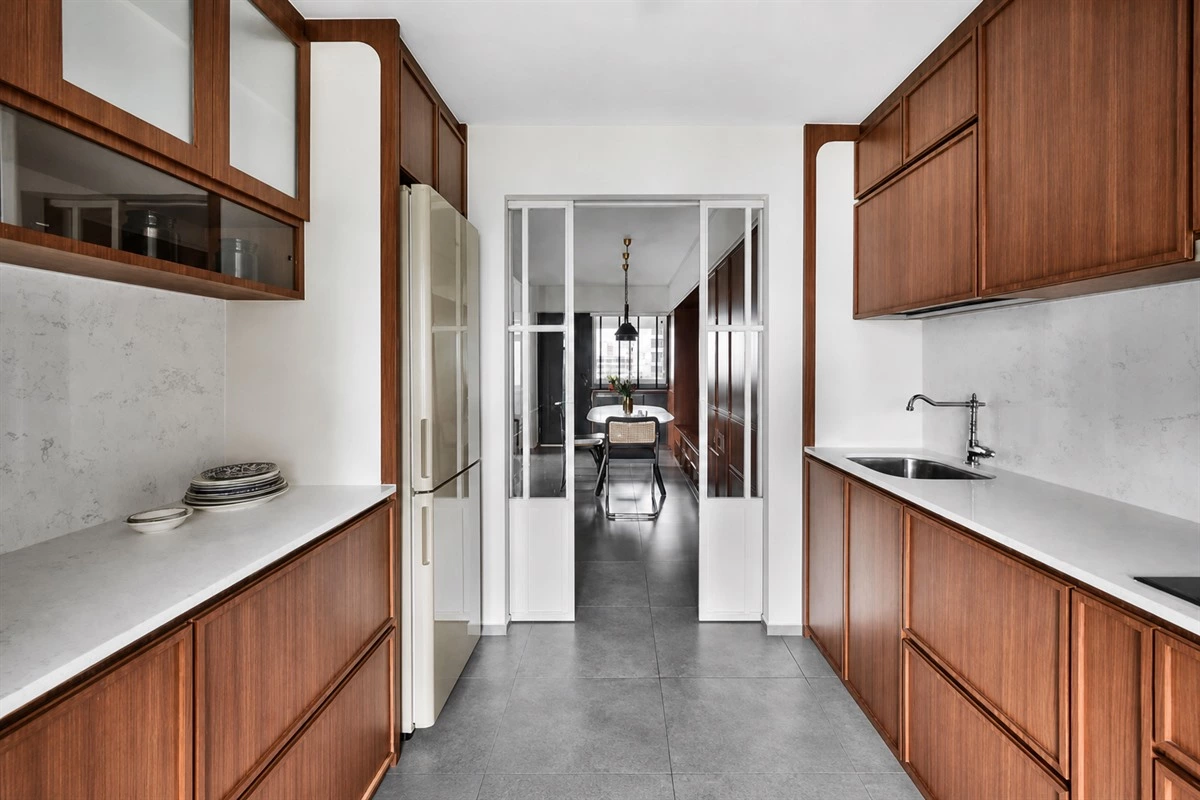 Luxury kitchen layout with work triangle and separate activity zones