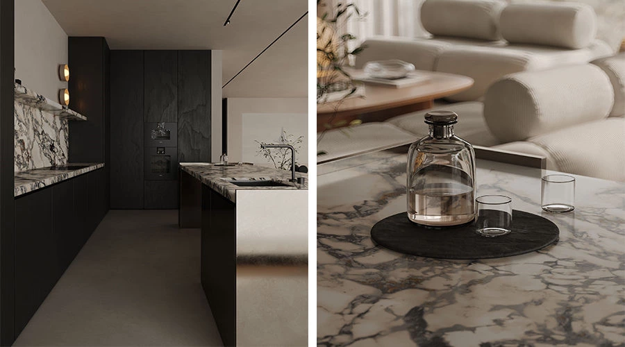 Metallic Lacquer Kitchen | A Statement Island Defines the Space