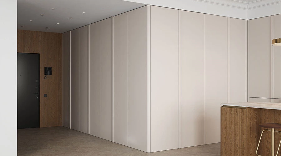 Pocket Door Bar Cabinet | Minimalist Luxury Kitchen Design
