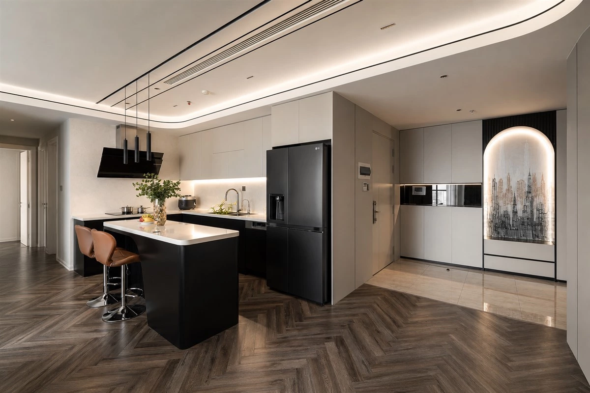 Custom interior arch design with smooth curved craftsmanship