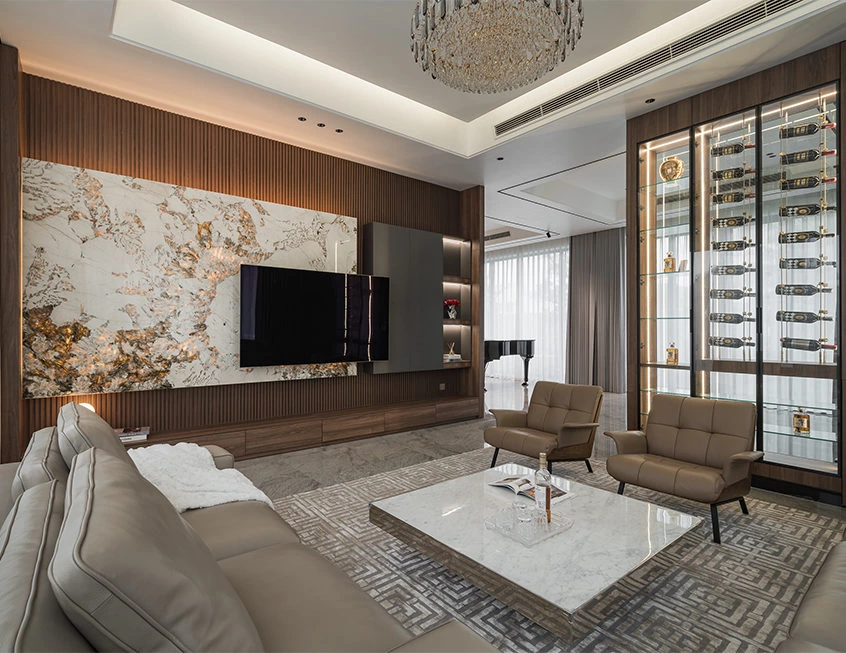 Symmetrical Living Room: Soft Balance