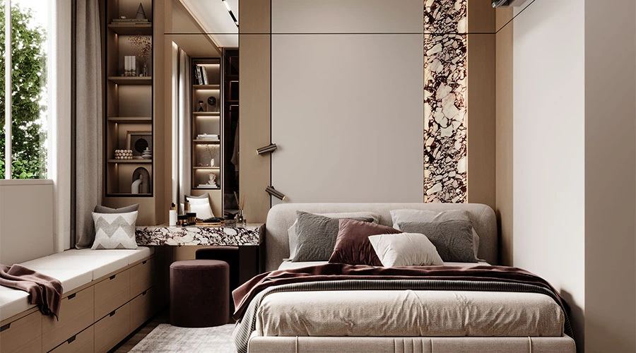 Bulgari Red Accent Girls' Bedroom Design