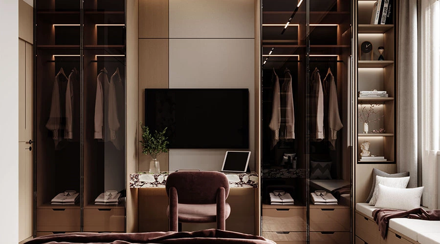 Bulgari Red Accent Girls' Bedroom Design