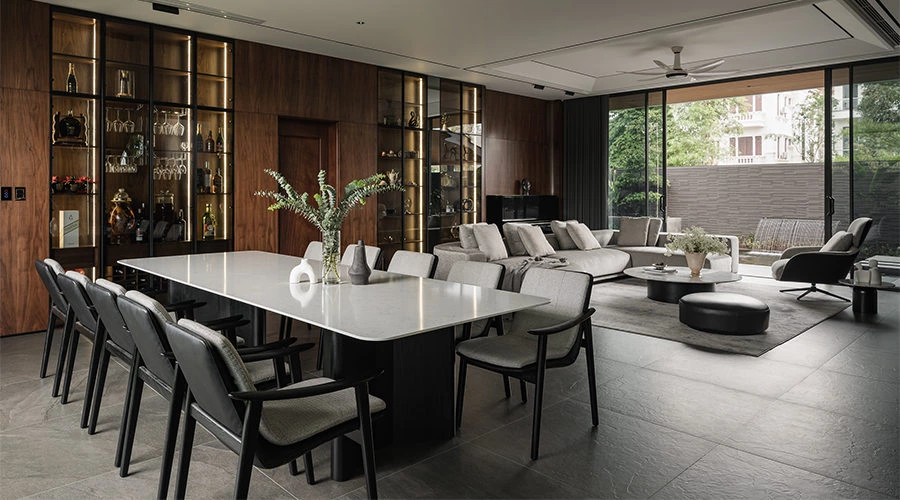 Open-Plan Living & Dining: Integrated Millwork & Nature