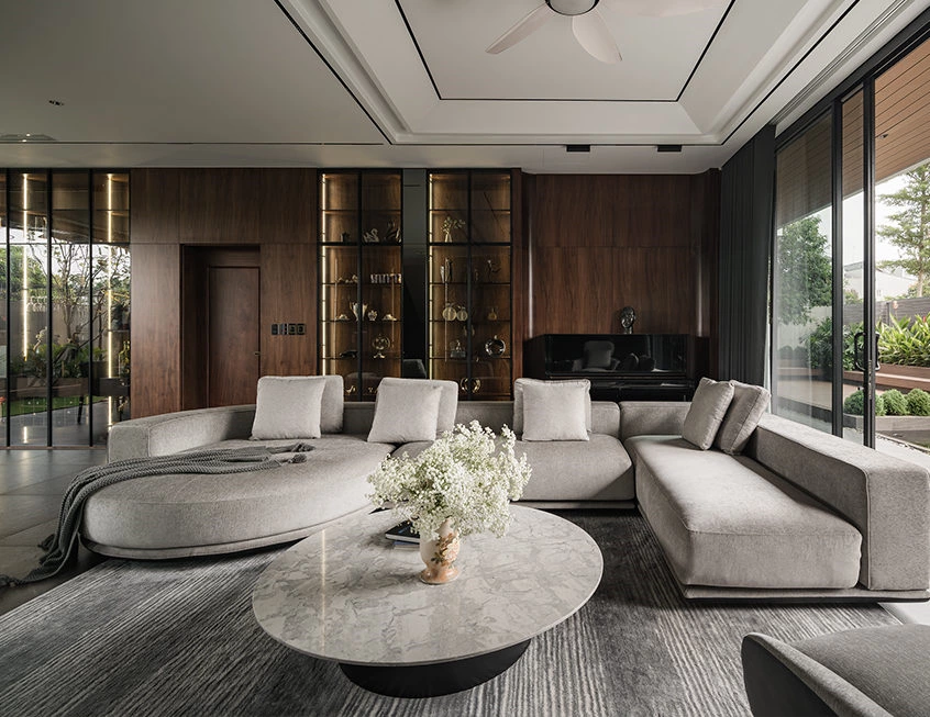 Open-Plan Living & Dining: Integrated Millwork & Nature