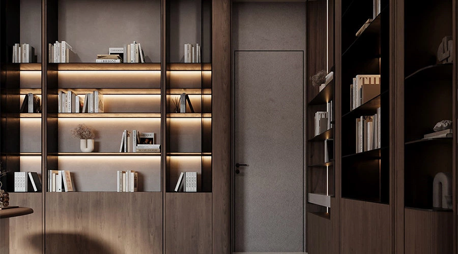 Wood Study Design Case: Calm, Organized Reading & Work Space