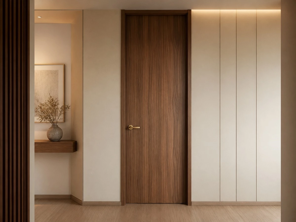 Interior door sizes overview with modern door frame and finished wall clearance