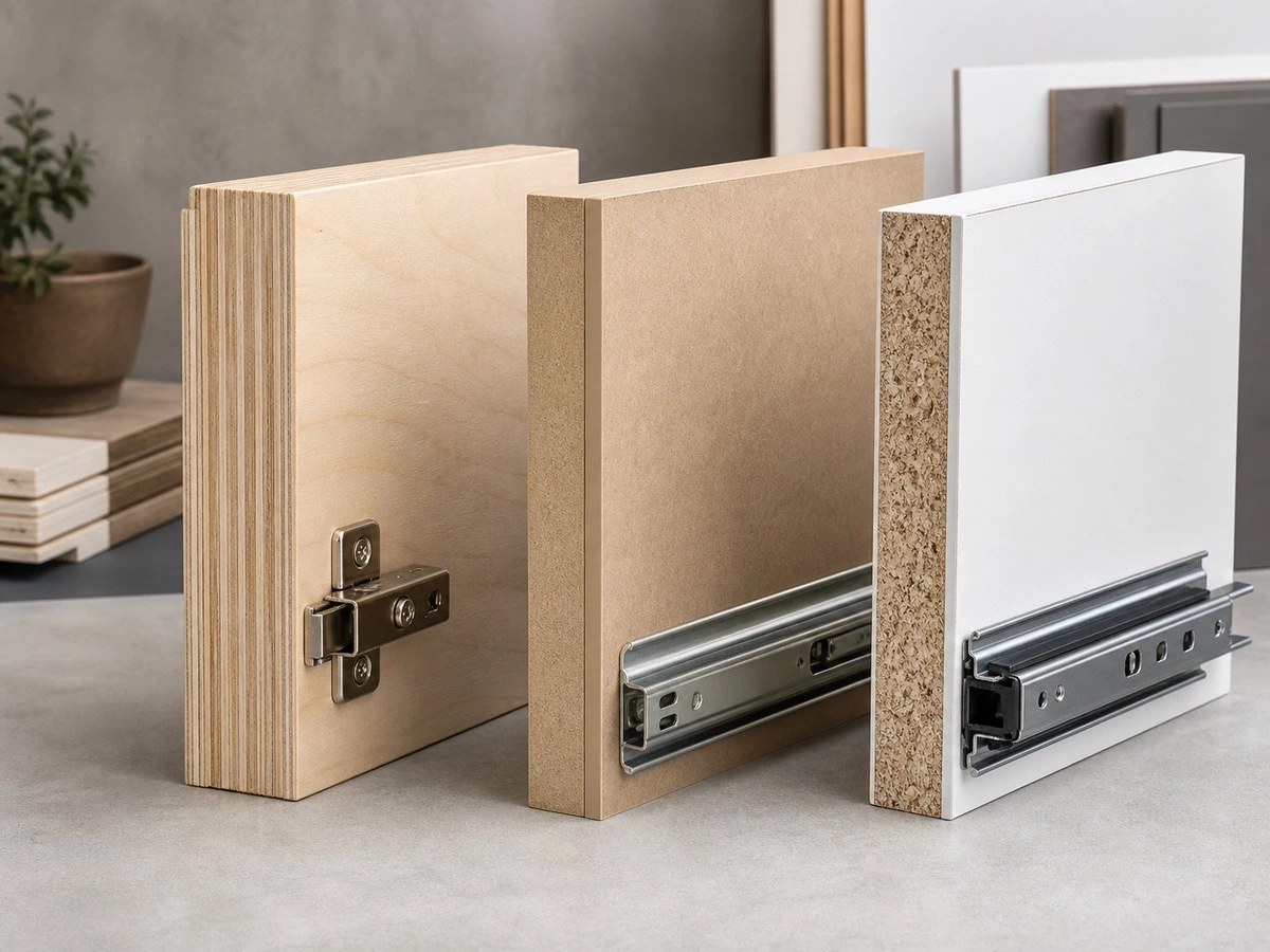 Kitchen carcass material comparison of plywood MDF and particle board
