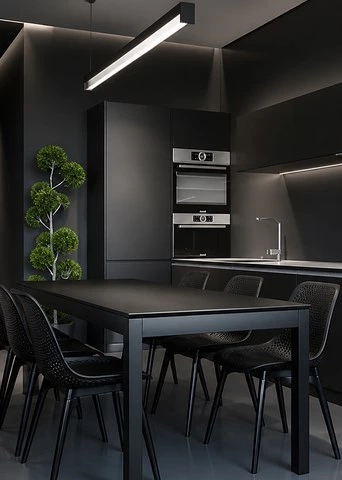 Matte Black Kitchen Cabinets for Small Apartments