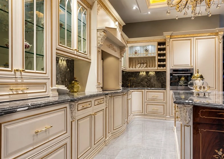 Classic Cream Kitchen with Solid Wood Island