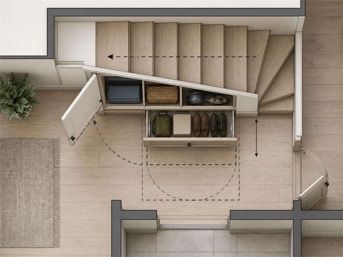 Under-Stair Storage Cabinets: Layouts, Door Types and Measurements