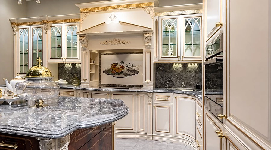 Classic Cream Kitchen with Solid Wood Island