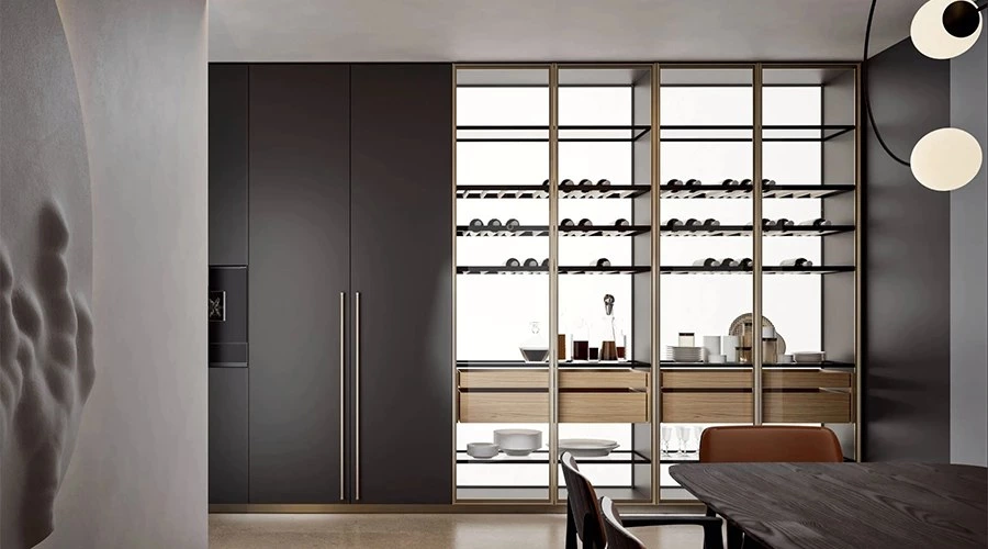 Dual Island Kitchen with Dining Storage and Backlit Cabinets
