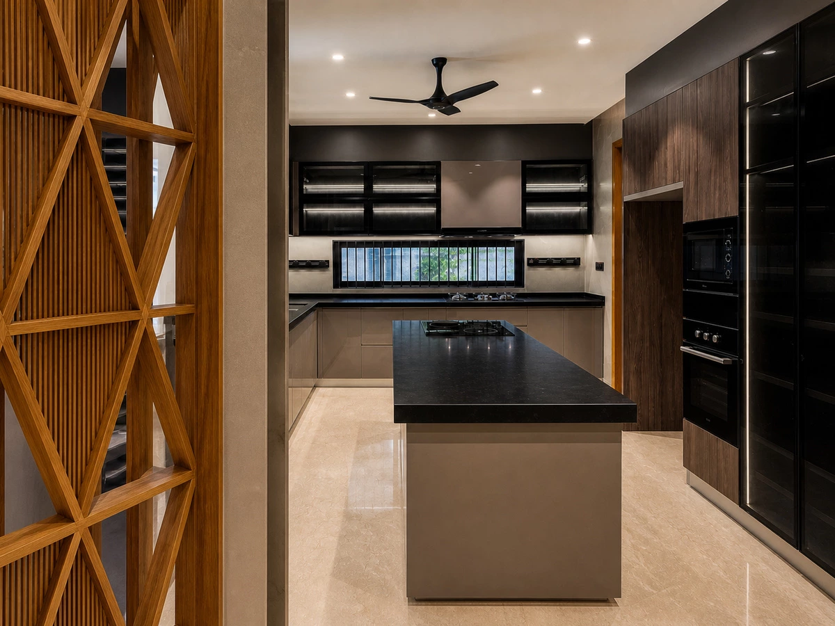 Coordinated cabinetry details for an India villa project