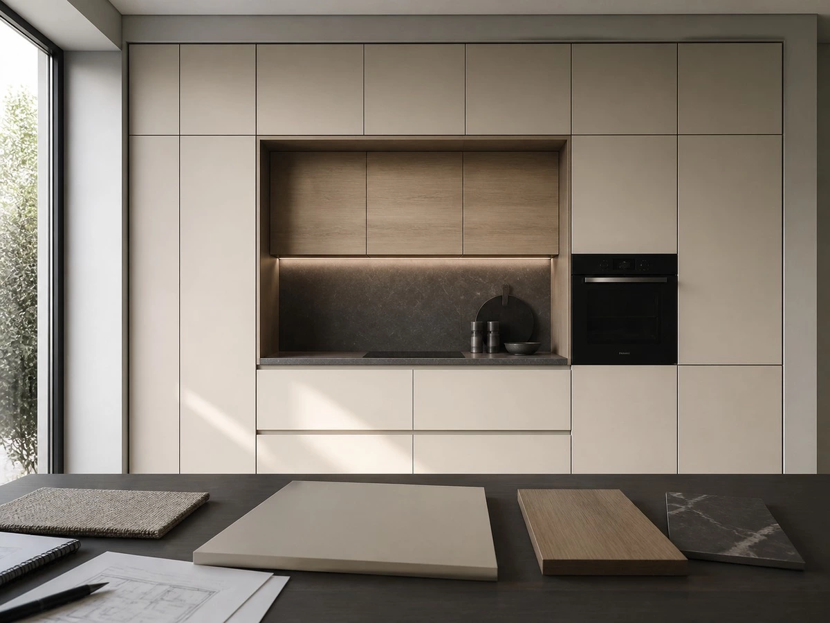 European kitchen cabinet door reveal and panel alignment planning
