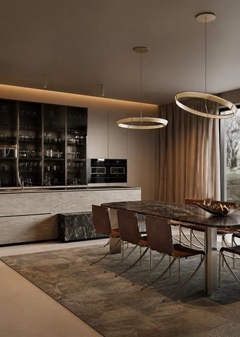 Champagne Kitchen Cabinets | Luxury Villa Island Design
