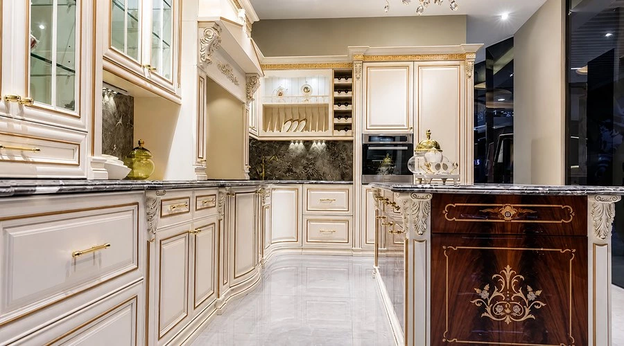 Classic Cream Kitchen with Solid Wood Island