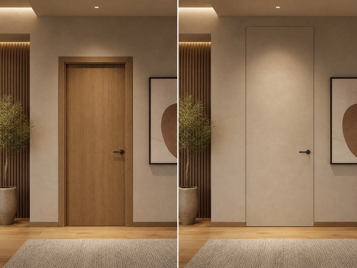 Interior door height comparison for standard and full height door designs