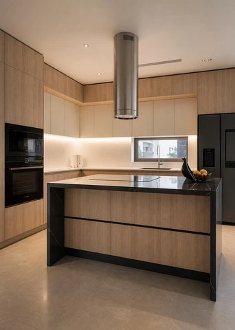 Oak Island Kitchen Cabinets with Sintered Stone Countertops
