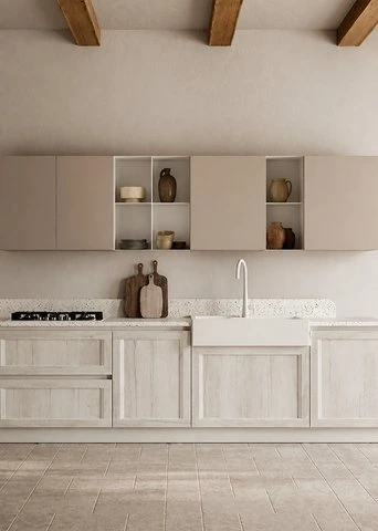 Washed Oak Kitchen with Quartz Countertops