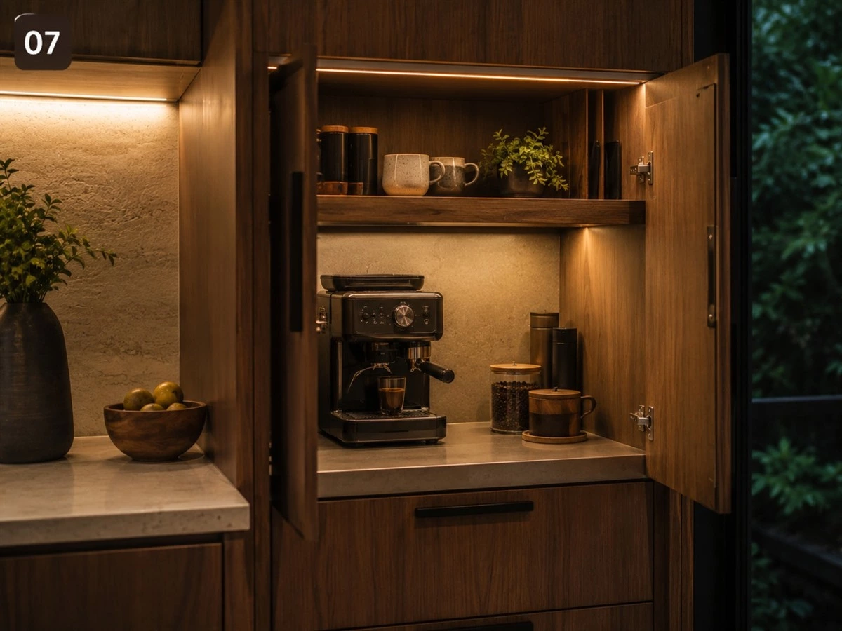 Interior pantry cabinet lighting for easier kitchen storage access