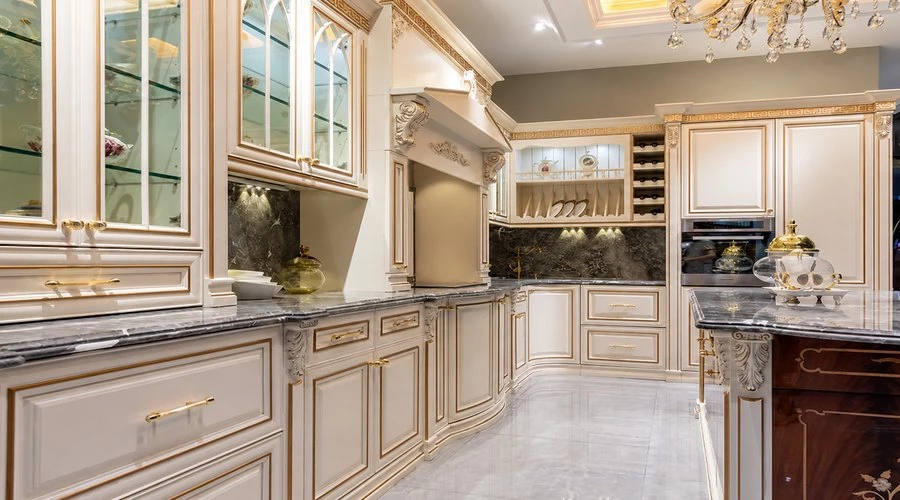 Classic Cream Kitchen with Solid Wood Island