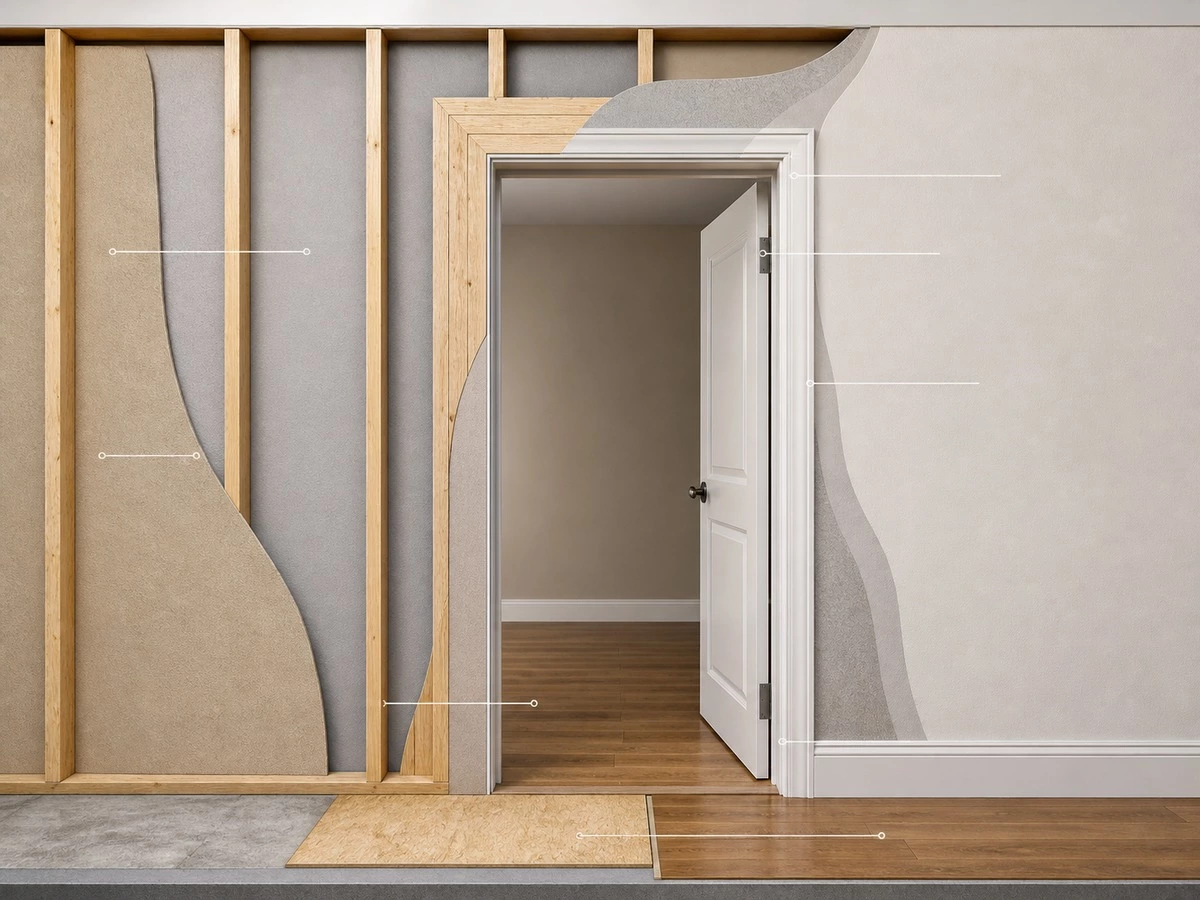 Interior door rough opening versus finished opening and frame clearance
