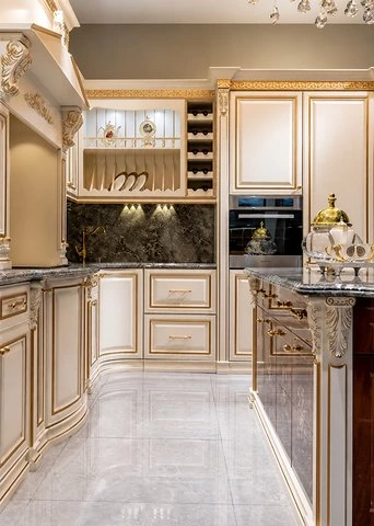 Classic Cream Kitchen with Solid Wood Island