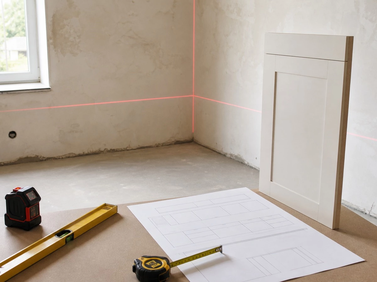 Kitchen cabinet site measurement wall tolerance and ceiling planning