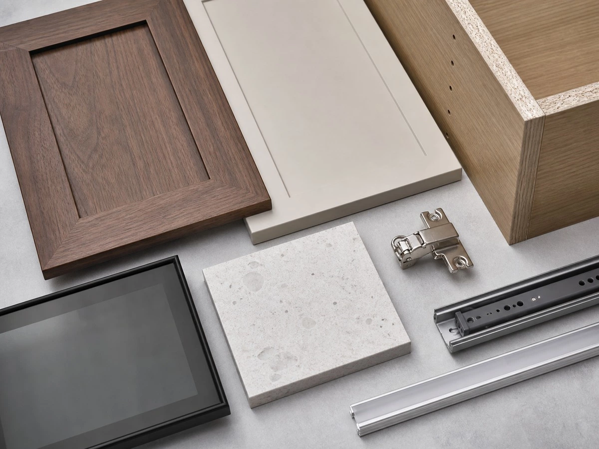 Kitchen cabinet material finish edge banding and hardware approval board