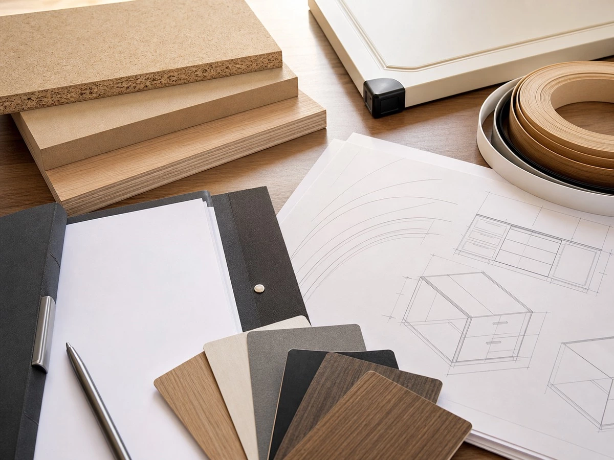 Kitchen carcass material documentation board for export cabinet projects