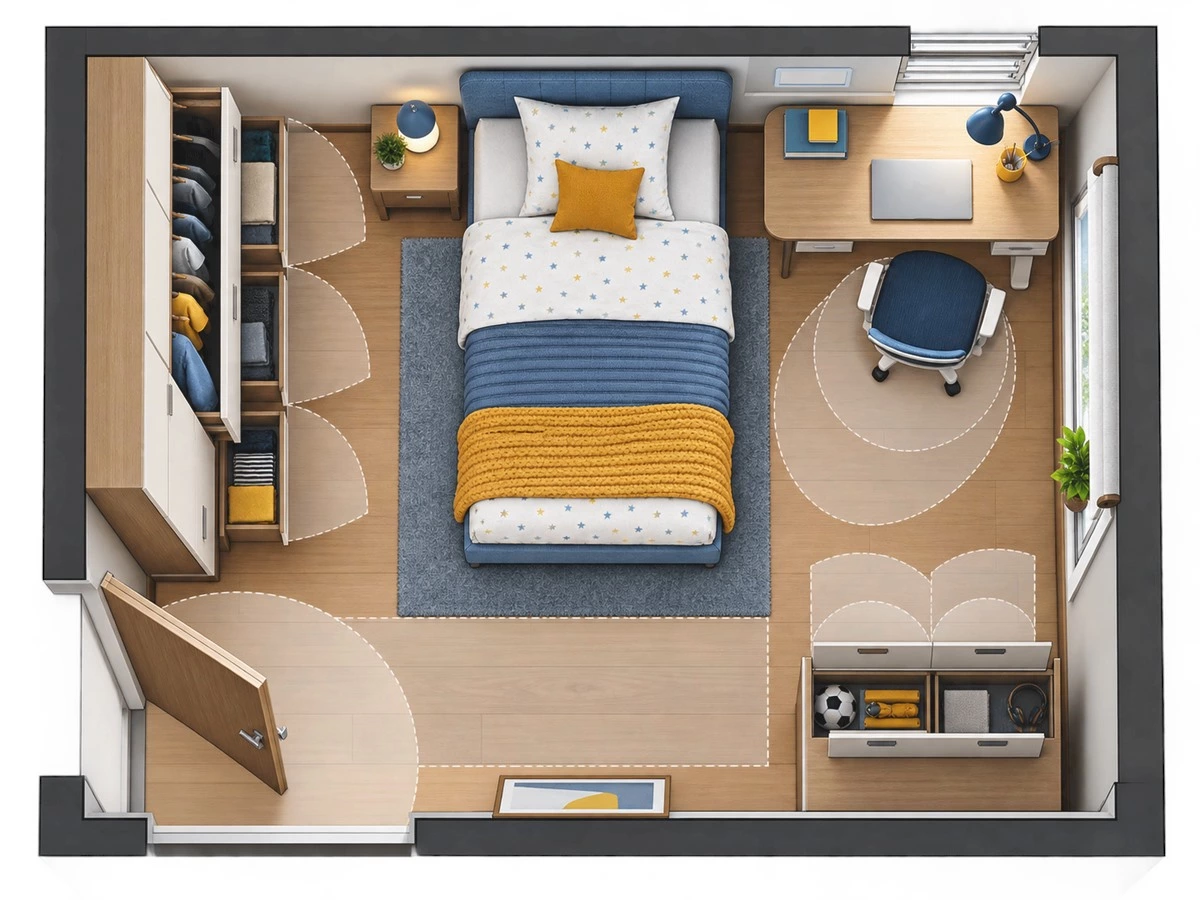 Kids Room Wardrobe Design: Storage Zones, Safety and Growing Needs
